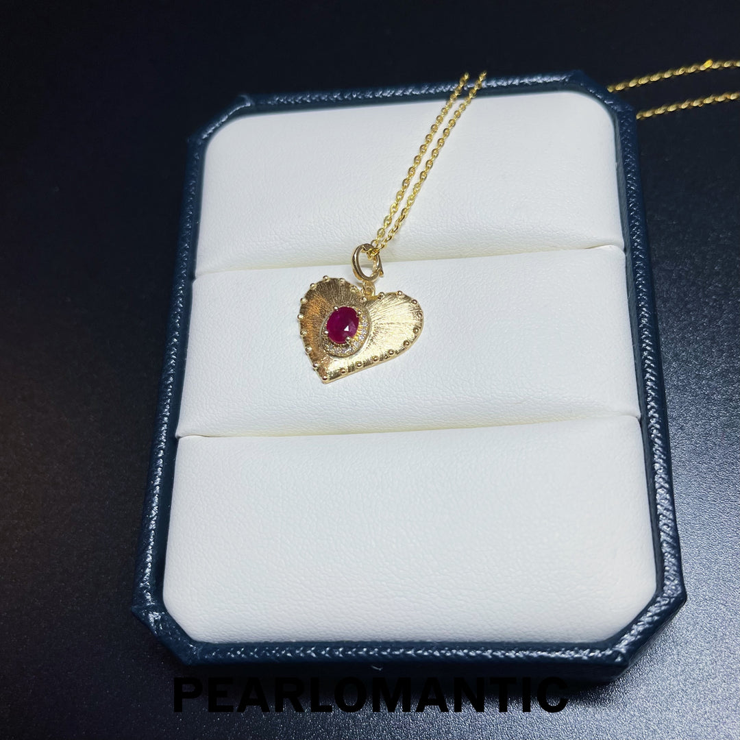 [Fine Jewerly] Buccellati style 0.5ct Natural Burma Ruby & Diamond All-purpose Pendant w/ 18k Gold