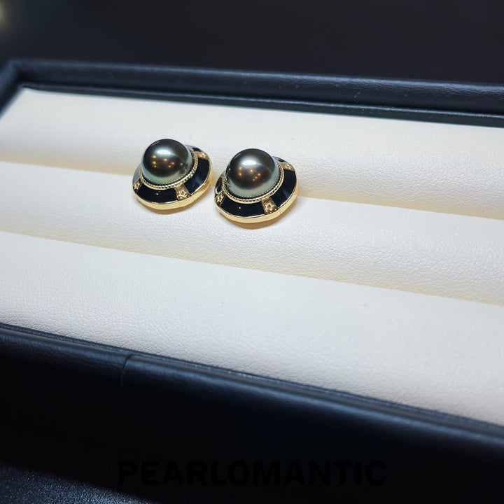 [Fine Jewelry] Tahitian Black Pearl 10-11mm Star Cross Design Earrings w/ S925