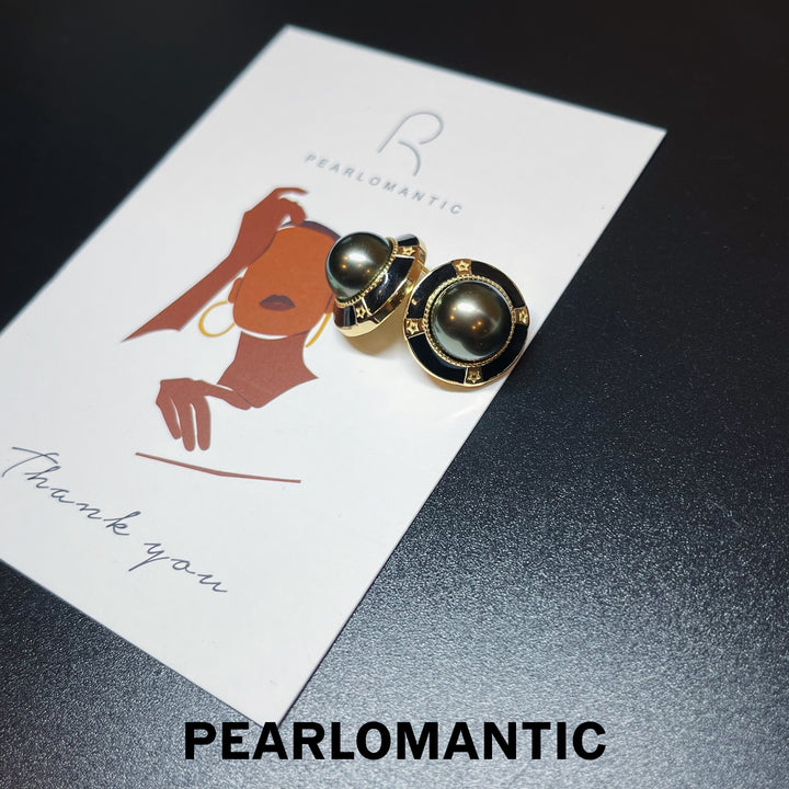 [Fine Jewelry] Tahitian Black Pearl 10-11mm Star Cross Design Earrings w/ S925