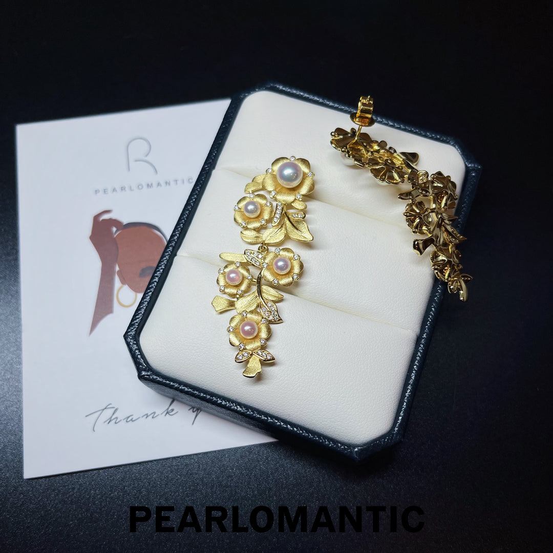 [Designer’s Choice] Akoya Pearl 3-7mm Buccellati Style Blooming Design Earrings w/ S925 & Gold Plated
