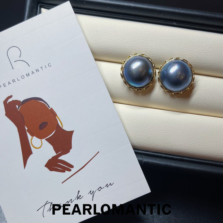 [Designer's Choice] Japanese Mabe Pearl 15-16mm Encircling Earrings w/ 18k Gold
