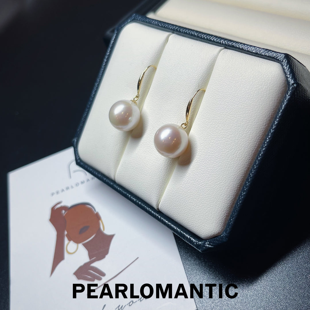 [Designer's Choice] Freshwater Pearl 11-12mm Dangling Ear Hooks w/ 18k Gold