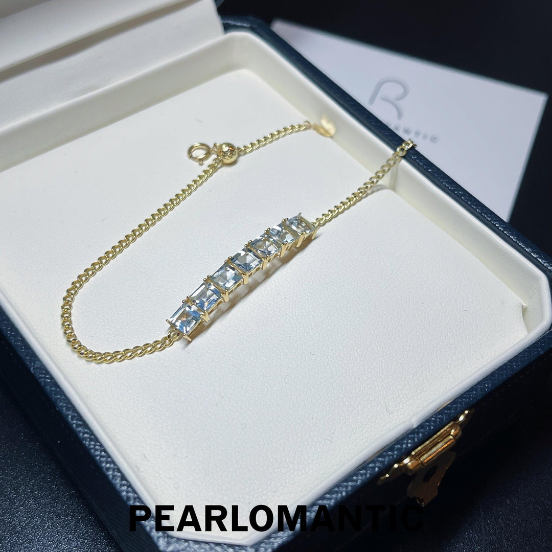 [Fine Jewelry] Natural Aquamarine 2.25ct  Bracelet w/ 18k Gold Adjustable