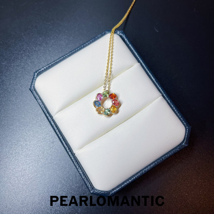 [Fine Jewelry] Multi-Color Sapphire 2.1ct & Diamond 0.09ct Pendant w/ 18k Gold