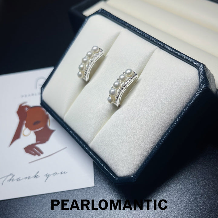 [Everyday Essentials] Freshwater Pearl 4-4.5mm Harp Design Earrings w/ S925