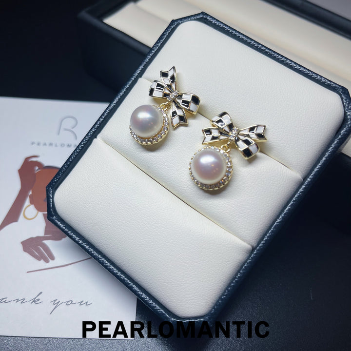 [Everyday Essentials] Freshwater Pearl 10-11mm Bowtie Dangling Earrings w/ S925