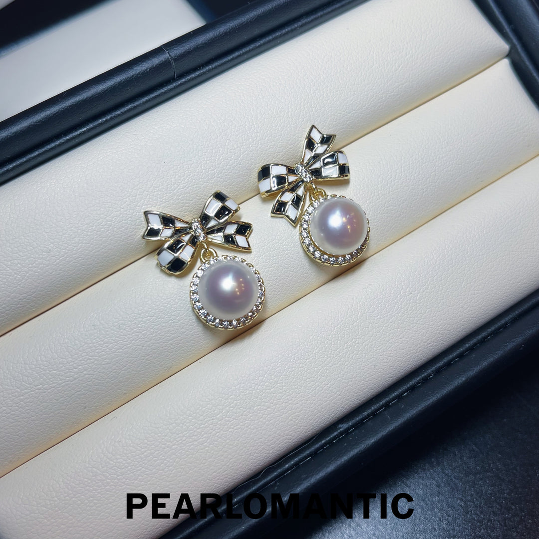 [Everyday Essentials] Freshwater Pearl 10-11mm Bowtie Dangling Earrings w/ S925