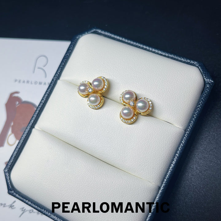 [Designer's Choice] Akoya Pearl 5-5.5mm Triangle Design Earrings w/ S925