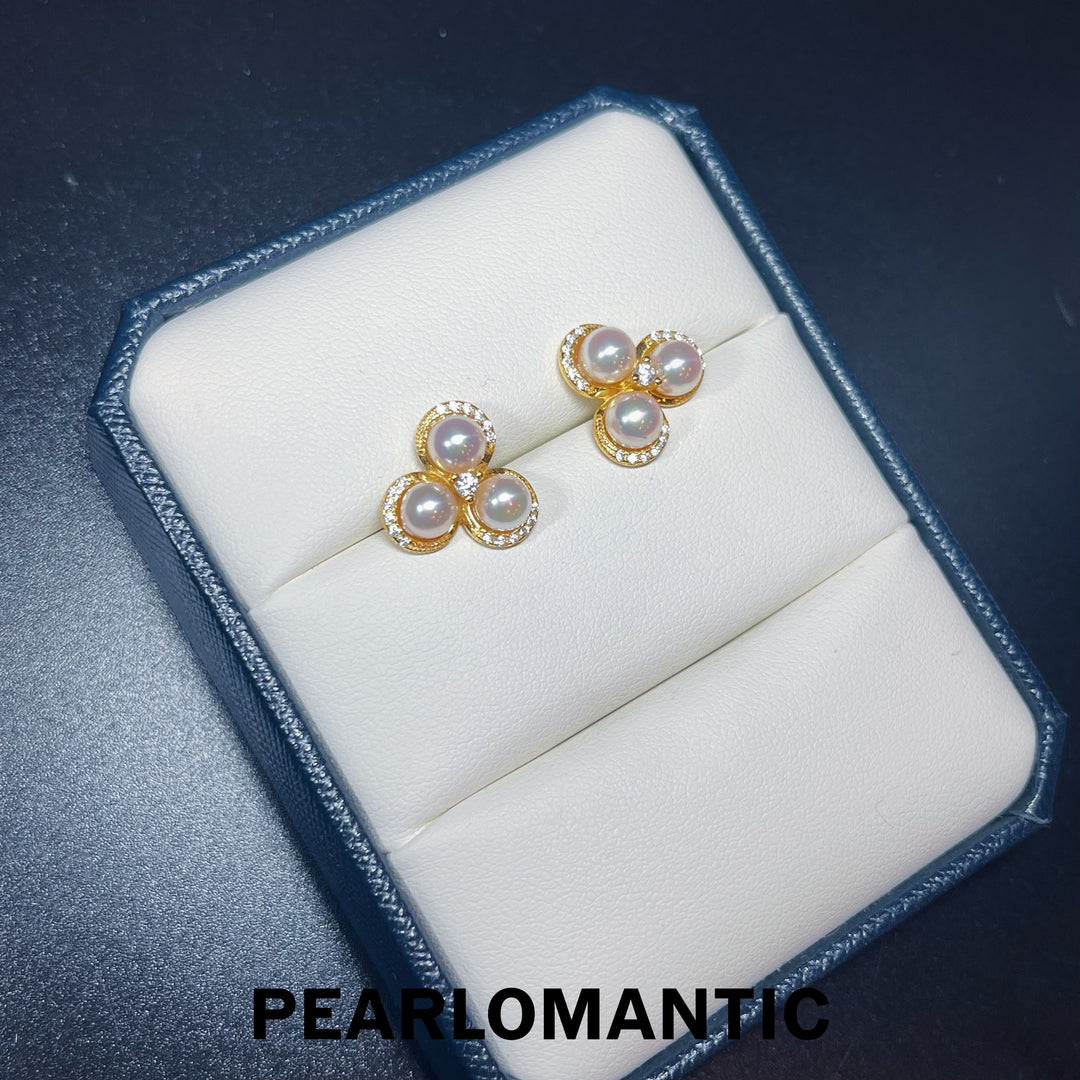 [Designer's Choice] Akoya Pearl 5-5.5mm Triangle Design Earrings w/ S925