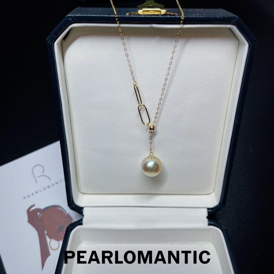 [Fine Jewelry] South Sea Golden Pearl 10-11mm Y-design Pendant w/ 18k Gold