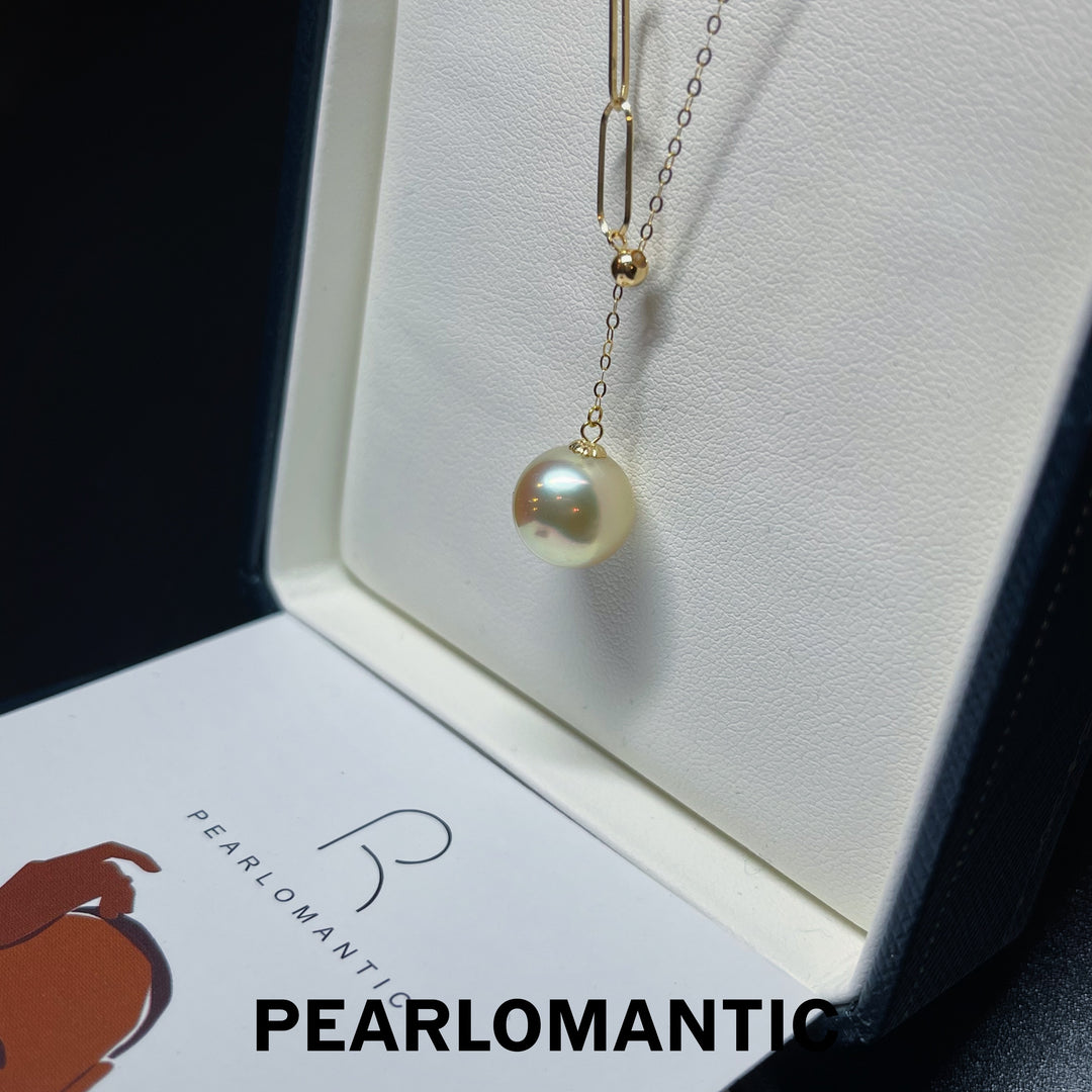 [Fine Jewelry] South Sea Golden Pearl 10-11mm Y-design Pendant w/ 18k Gold