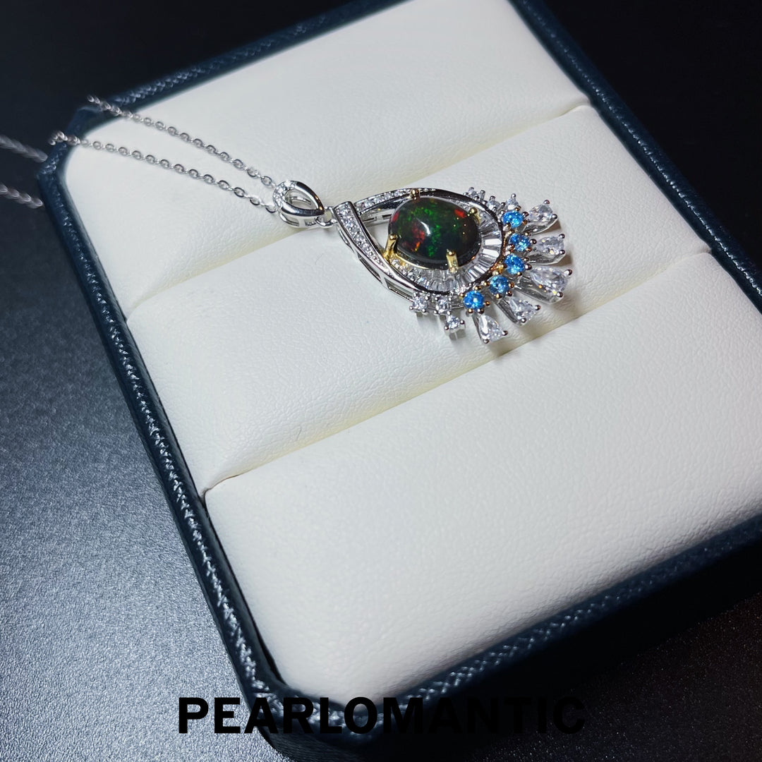 [Fine Jewelry] Black Opal 2.3-2.5ct Fancy Style Pendant w/ S925