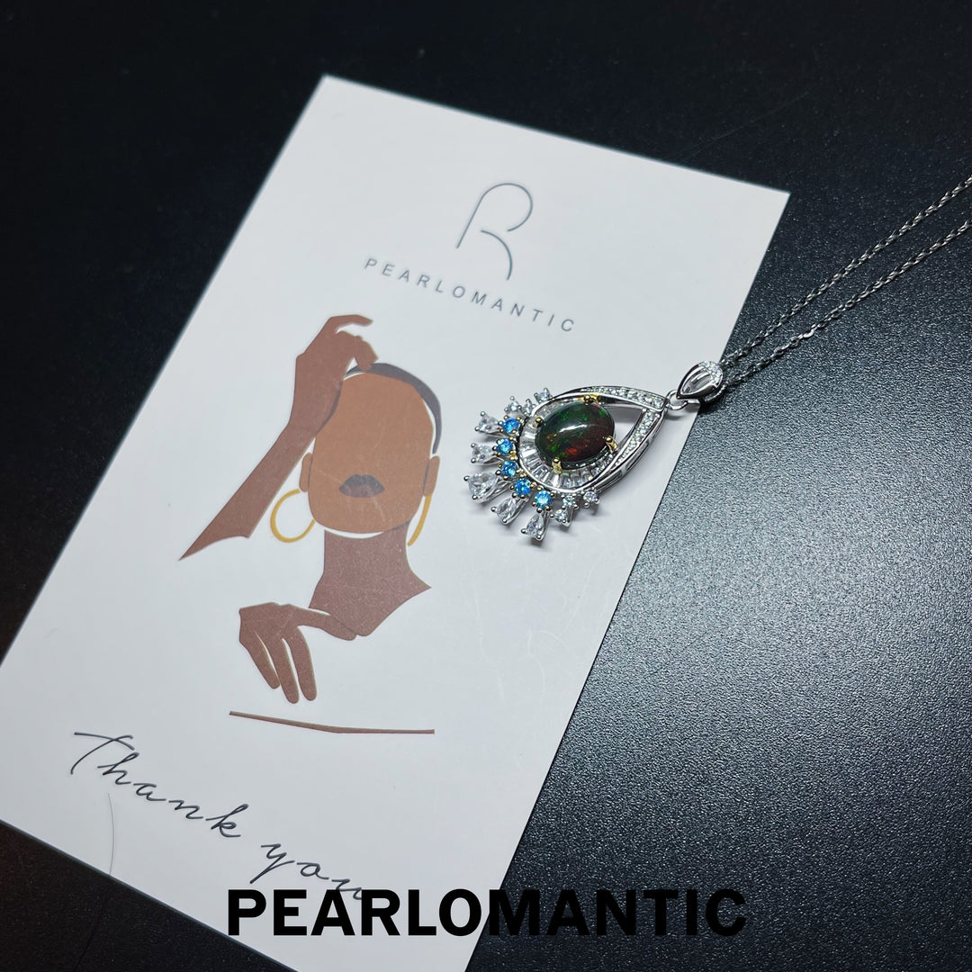 [Fine Jewelry] Black Opal 2.3-2.5ct Fancy Style Pendant w/ S925