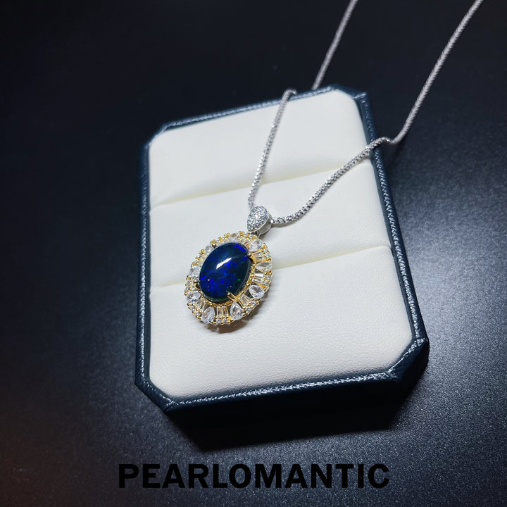 [Fine Jewelry] Black Opal 5.5-6ct Pave Setting Style Pendant w/ S925