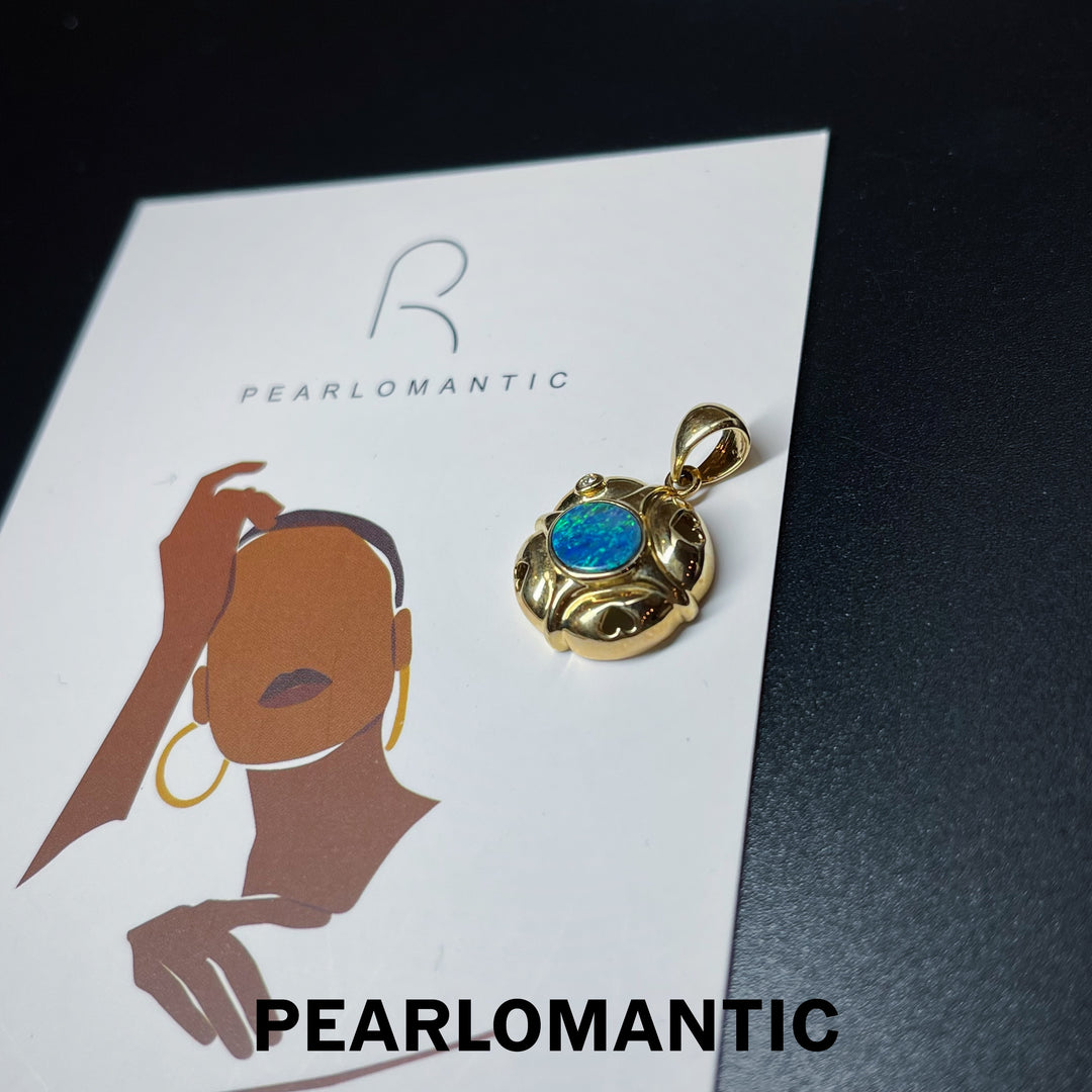 [Fine Jewelry] Australian Opal 0.62ct & Diamonds 0.01ct Pendant w/ 14k Gold
