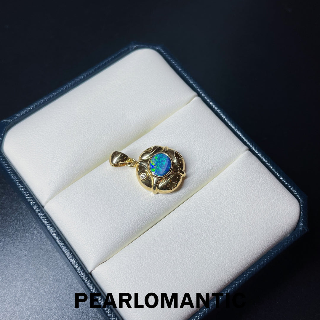 [Fine Jewelry] Australian Opal 0.62ct & Diamonds 0.01ct Pendant w/ 14k Gold