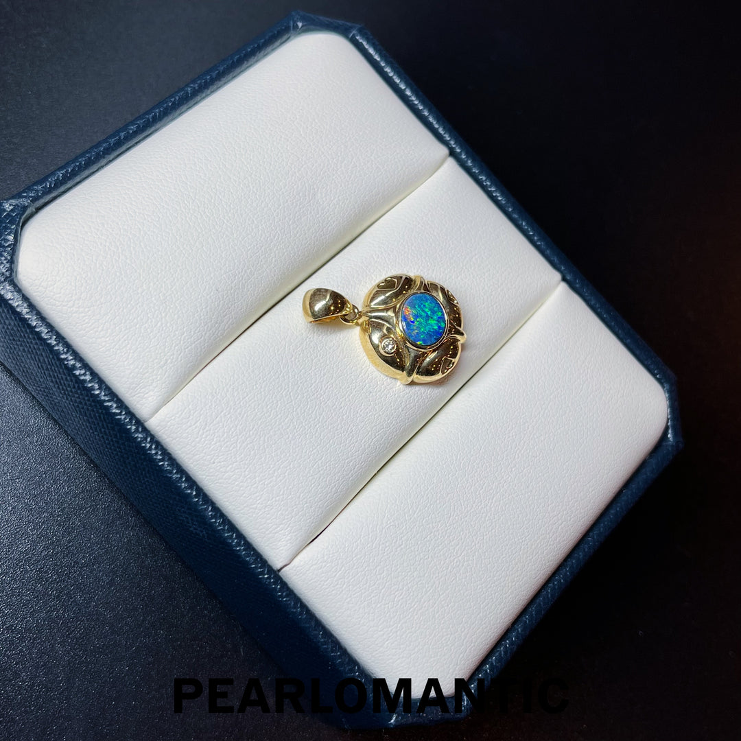 [Fine Jewelry] Australian Opal 0.62ct & Diamonds 0.01ct Pendant w/ 14k Gold