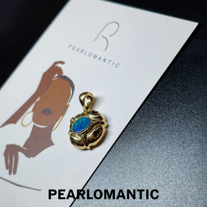 [Fine Jewelry] Australian Opal 0.62ct & Diamonds 0.01ct Pendant w/ 14k Gold
