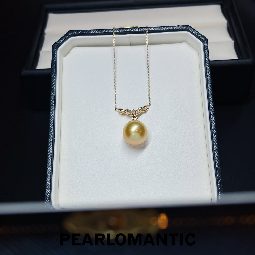 [Fine Jewelry] South Sea Golden Pearl 12.3mm Deer Shape Design Pendant w/ 18k Gold & Zircon