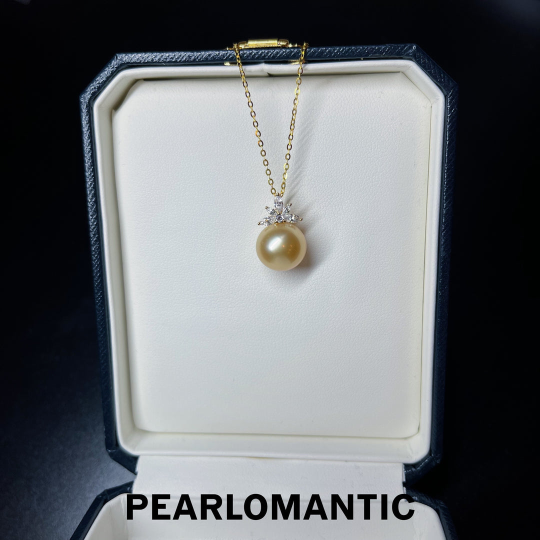 [Fine Jewelry] South Sea Golden Pearl 11.5mm Snow Queen Design Pendant w/ 18k Gold
