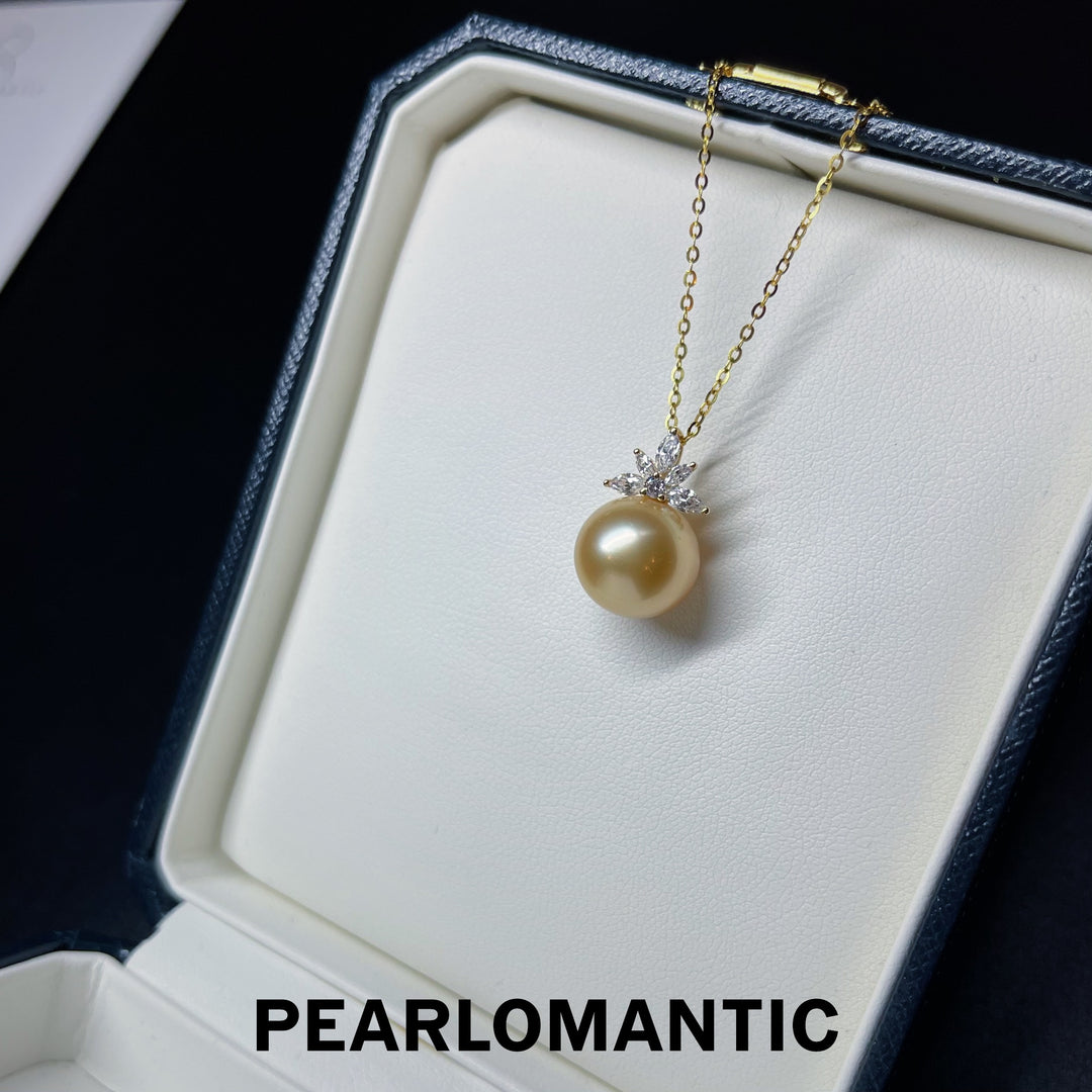 [Fine Jewelry] South Sea Golden Pearl 11.5mm Snow Queen Design Pendant w/ 18k Gold