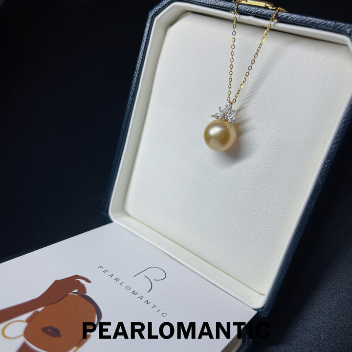 [Fine Jewelry] South Sea Golden Pearl 11.5mm Snow Queen Design Pendant w/ 18k Gold