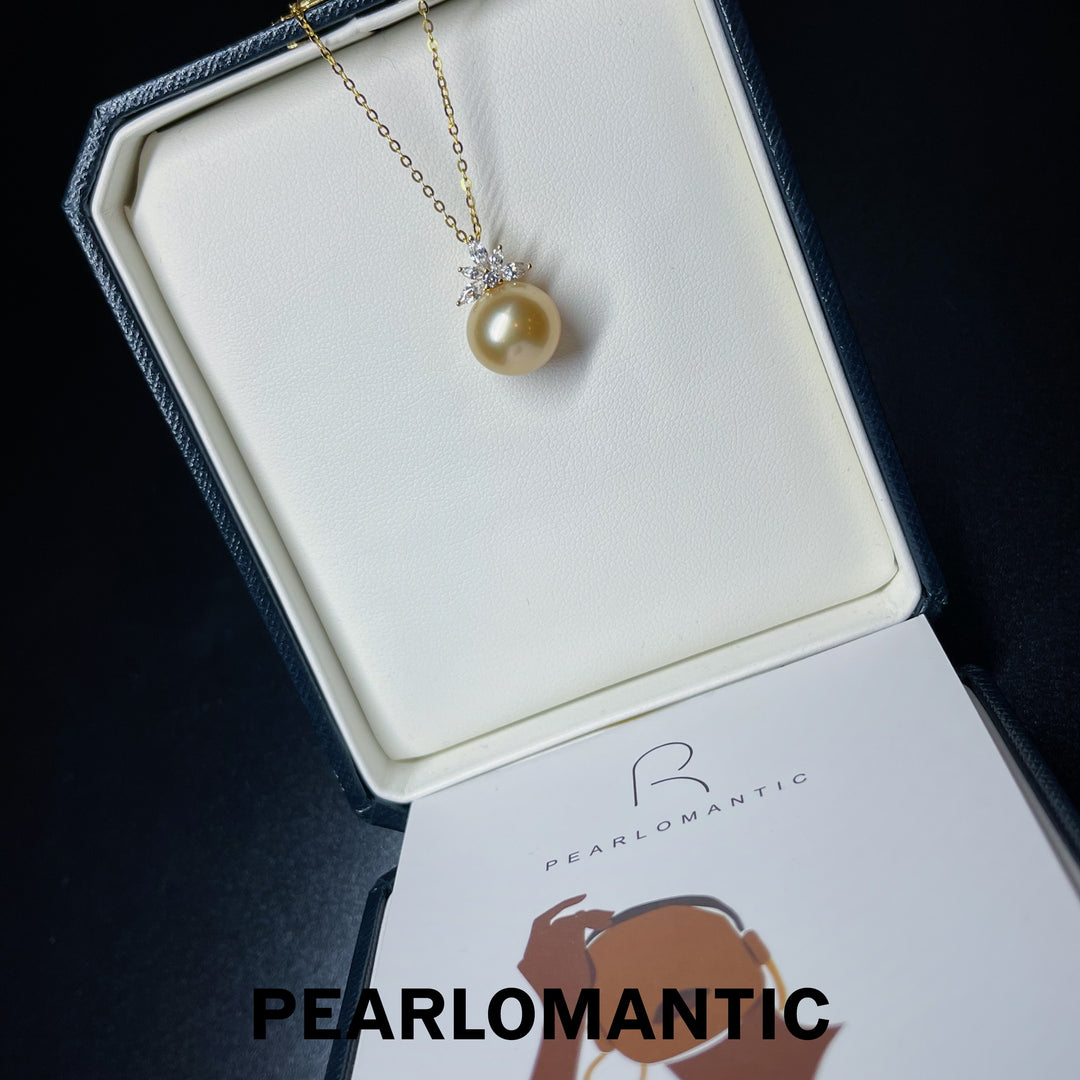 [Fine Jewelry] South Sea Golden Pearl 11.5mm Snow Queen Design Pendant w/ 18k Gold