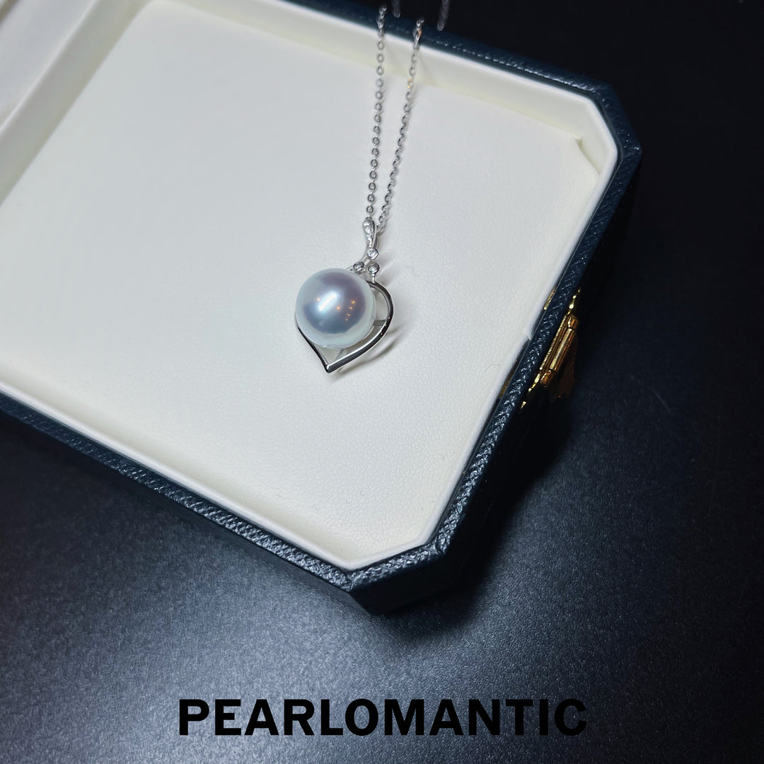 [Fine Jewelry] Australian White Pearl 11.3mm Heart Shape Design Pendant w/ 18k White Gold
