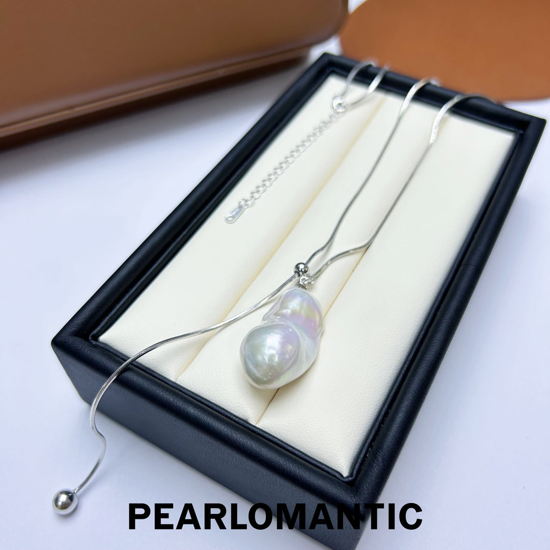[Designer's Choice] Freshwater Big Size Baroque Pearl S925 Sweater Chain Necklace