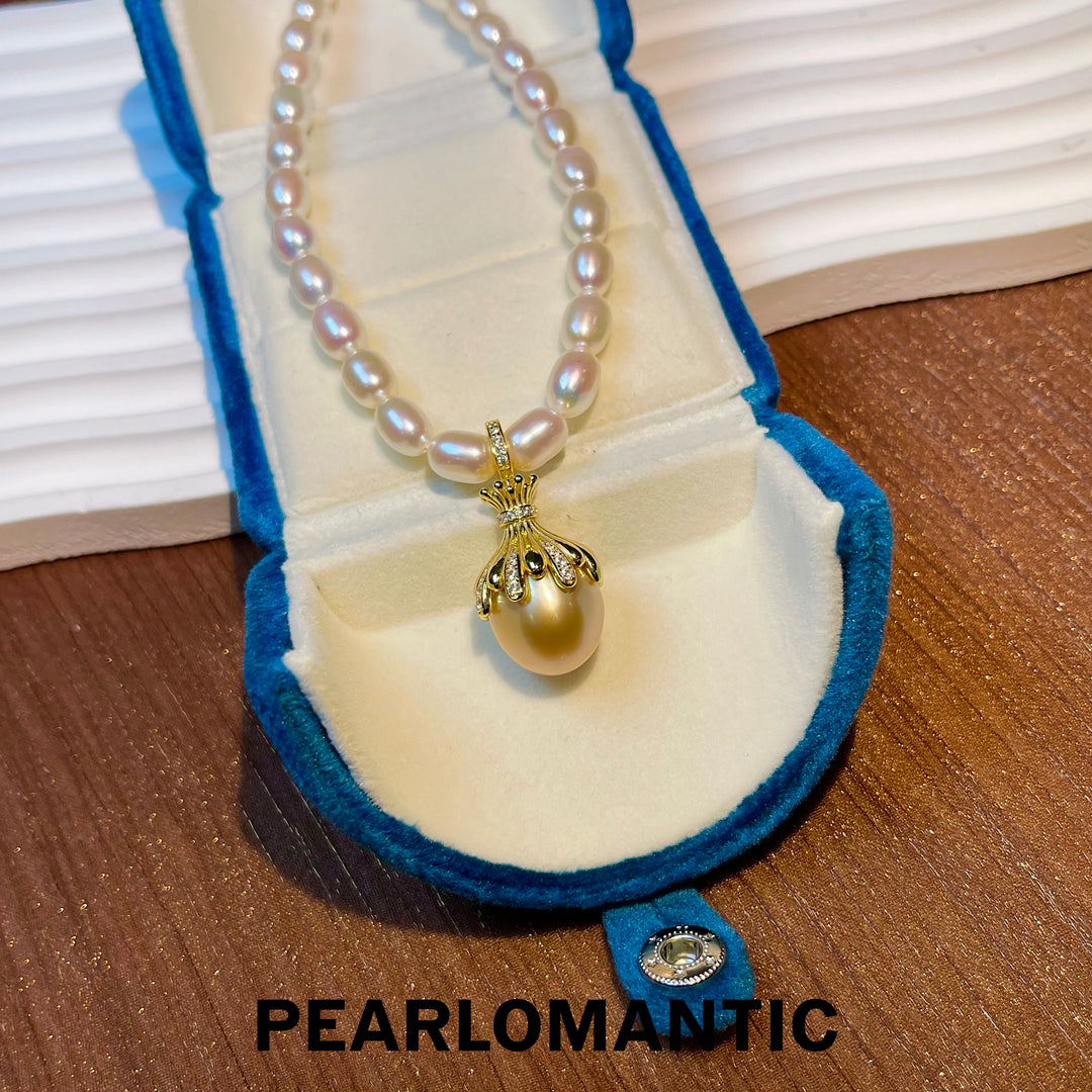 [Designer's Choice] South Sea Golden Baroque Pearl All-purpose S925 Clasp Pendant