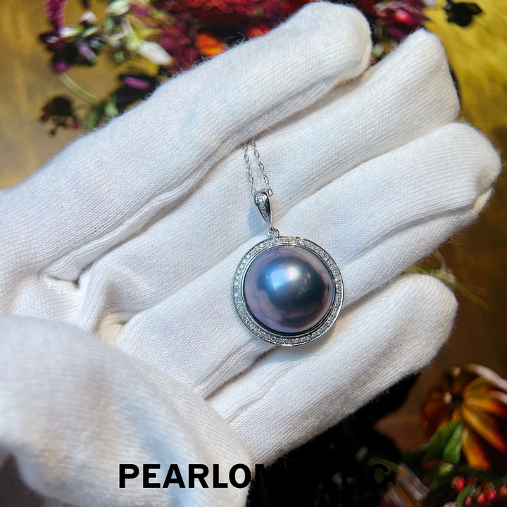 [Fine Jewelry] Japan Mabe Pearl 16-17mm All-purpose 18k Gold+Diamond Clasp Pendant