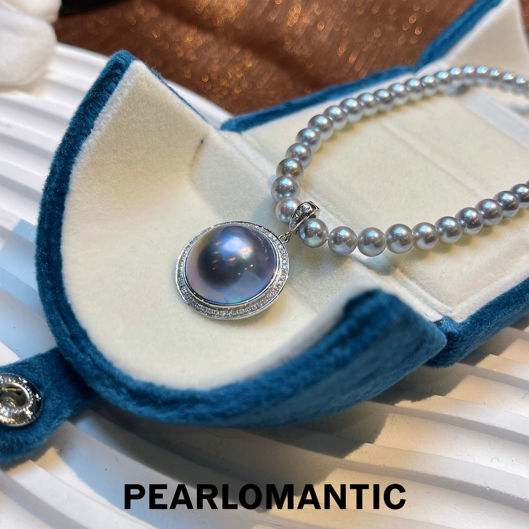 [Fine Jewelry] Japan Mabe Pearl 16-17mm All-purpose 18k Gold+Diamond Clasp Pendant
