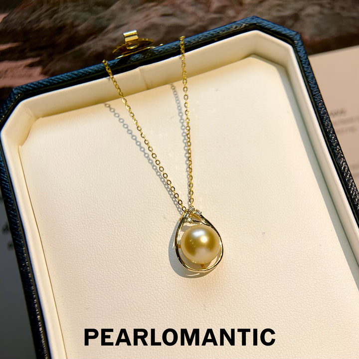 [Fine Jewelry] 18k Gold South Sea Golden Pearl 9-10mm Pendants w/ S925 Chain