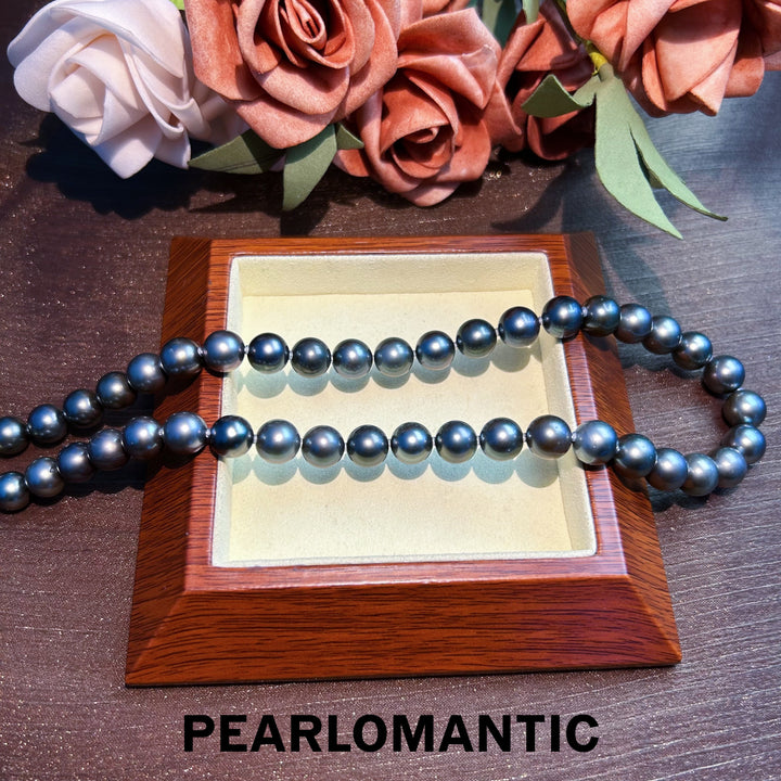 [Fine Jewelry] Tahitian Black Pearl 9-10mm Classic Necklace w/ S925 Clasp