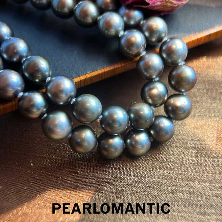 [Fine Jewelry] Tahitian Black Pearl 9-10mm Classic Necklace w/ S925 Clasp