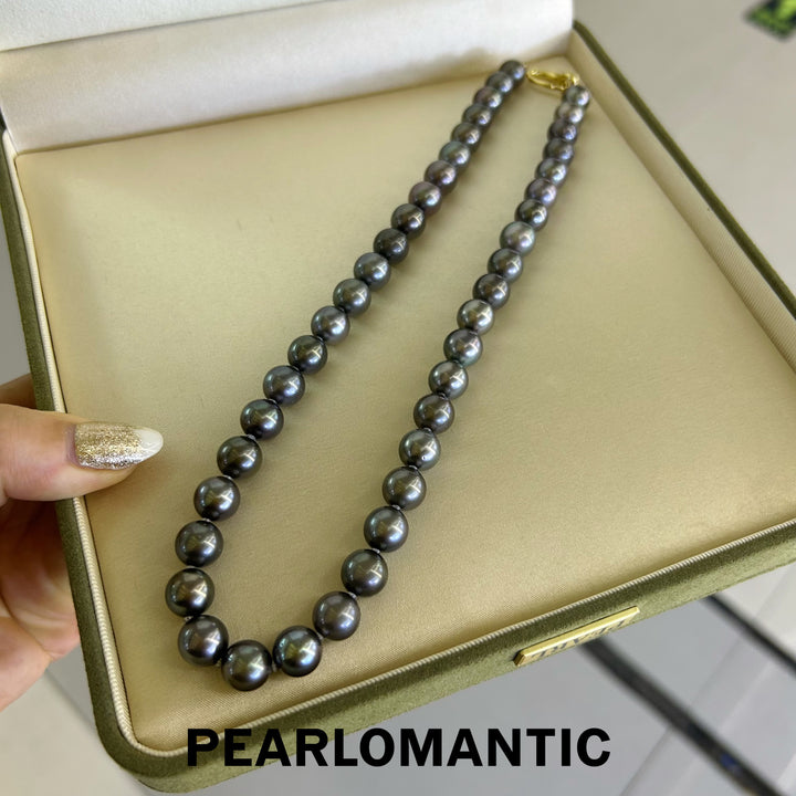 [Fine Jewelry] Tahitian Black Pearl 9-10mm Classic Necklace w/ S925 Clasp