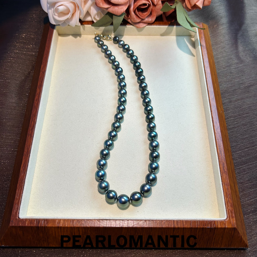 [Fine Jewelry] Tahitian Black Pearl 8-11mm Classic Necklace Peacock Green Overtone