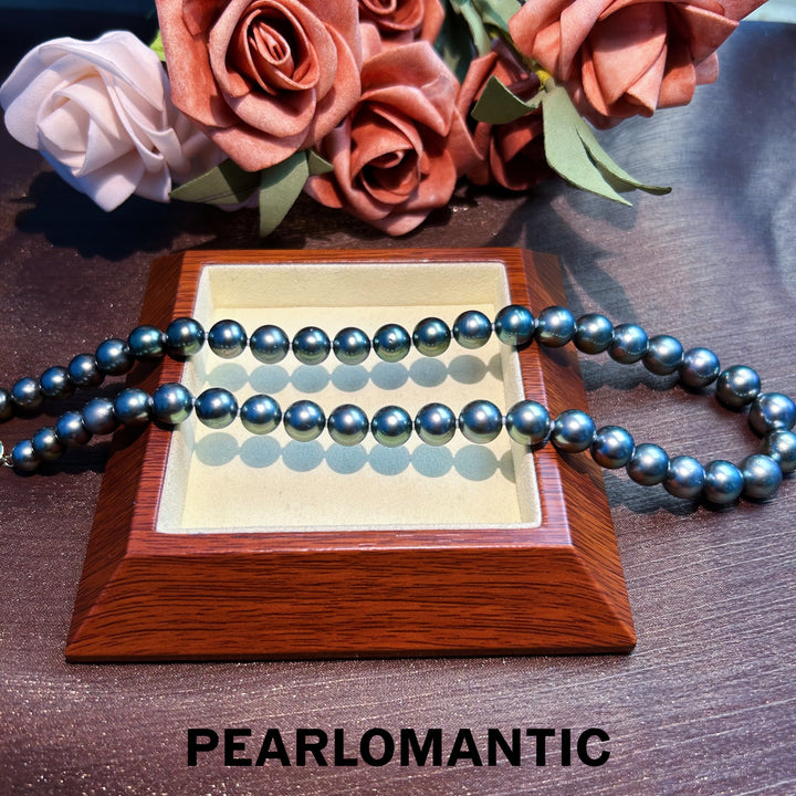 [Fine Jewelry] Tahitian Black Pearl 8-11mm Classic Necklace Peacock Green Overtone