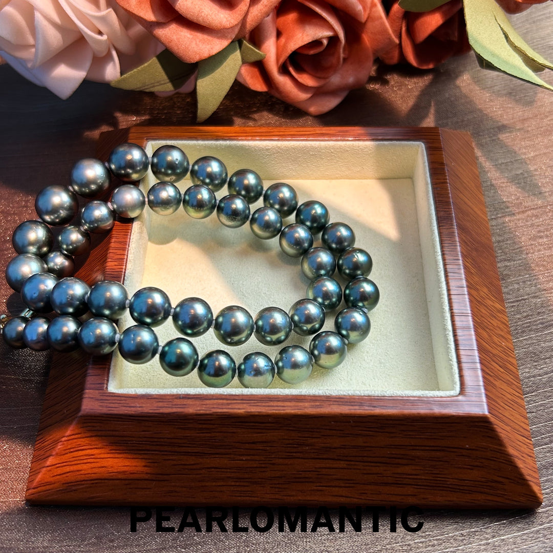 [Fine Jewelry] Tahitian Black Pearl 8-11mm Classic Necklace Peacock Green Overtone
