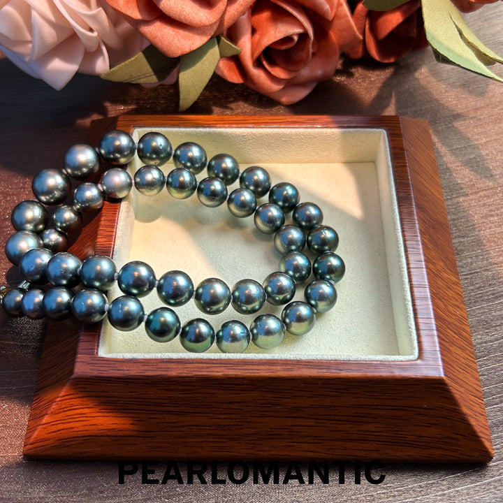 [Fine Jewelry] Tahitian Black Pearl 8-11mm Classic Necklace Peacock Green Overtone