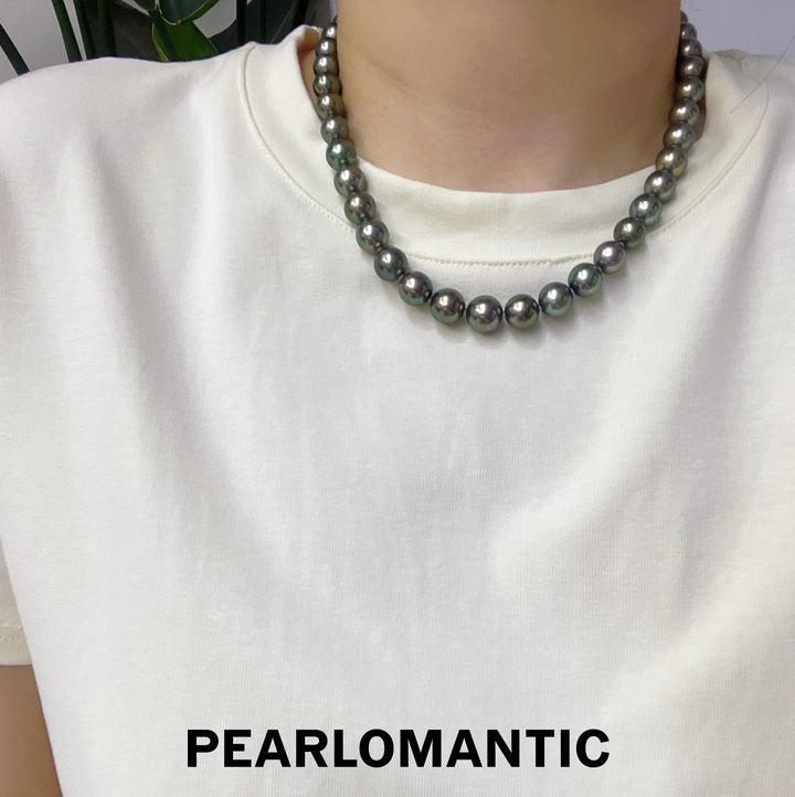 [Fine Jewelry] Tahitian Black Pearl 8-11mm Classic Necklace Peacock Green Overtone