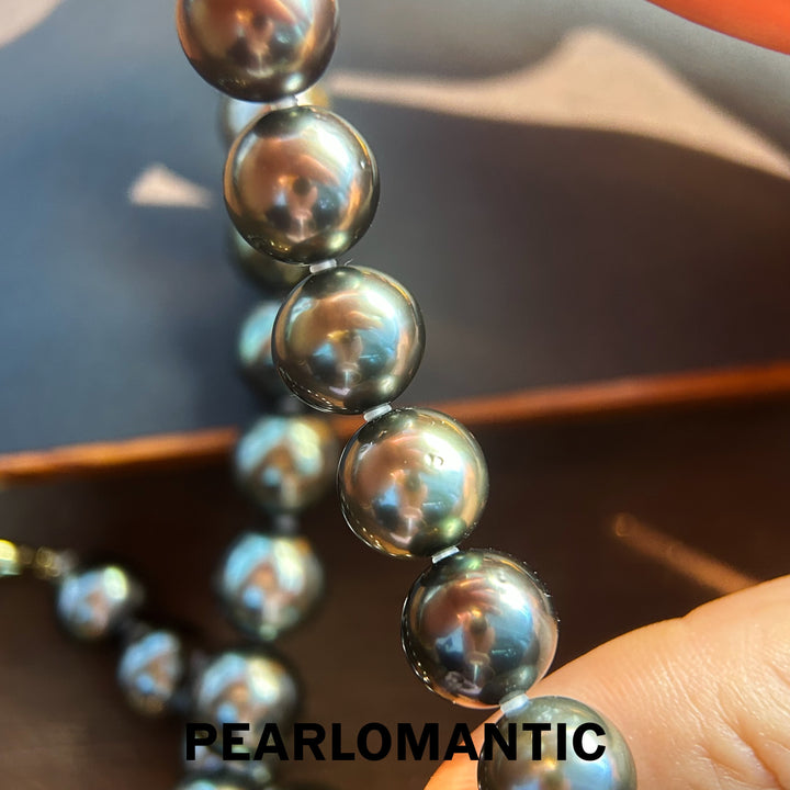 [Fine Jewelry] Tahitian Black Pearl 10.5-12.5mm Classic Necklace Greenish Overtone