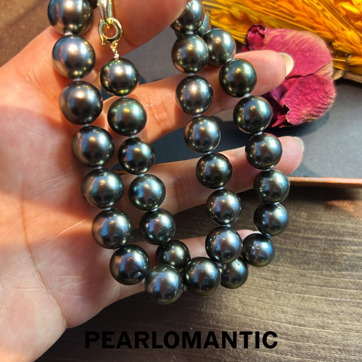 [Fine Jewelry] Tahitian Black Pearl 10.5-12.5mm Classic Necklace Greenish Overtone