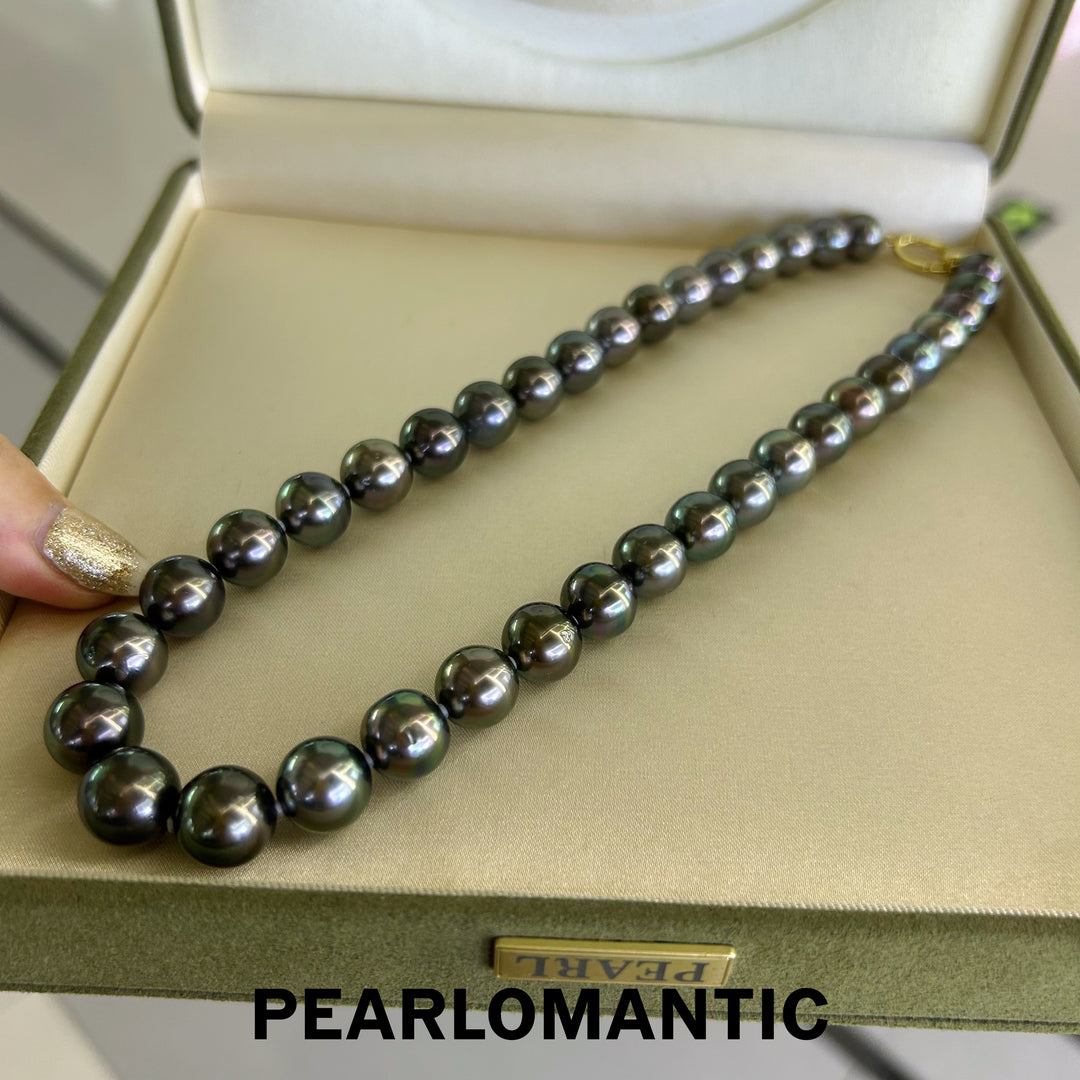 [Fine Jewelry] Tahitian Black Pearl 10.5-12.5mm Classic Necklace Greenish Overtone