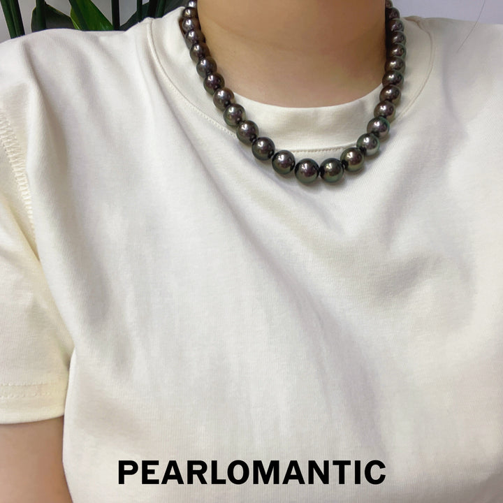 [Fine Jewelry] Tahitian Black Pearl 10.5-12.5mm Classic Necklace Greenish Overtone