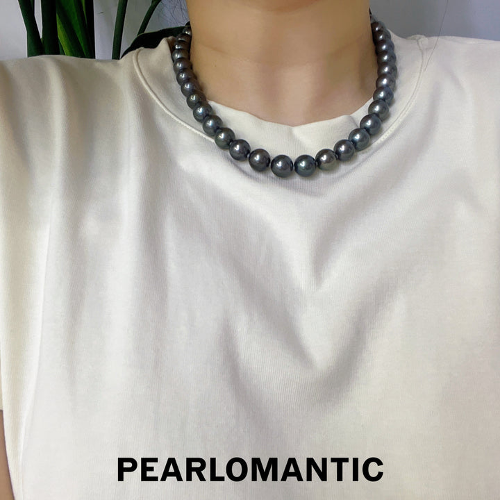 [Fine Jewelry] Tahitian Black Pearl 10-11mm Classic Necklace Piano Black Overtone
