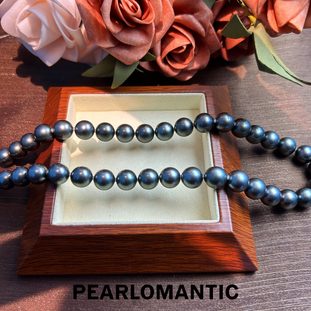 [Fine Jewelry] Tahitian Black Pearl 10-11mm Classic Necklace Piano Black Overtone