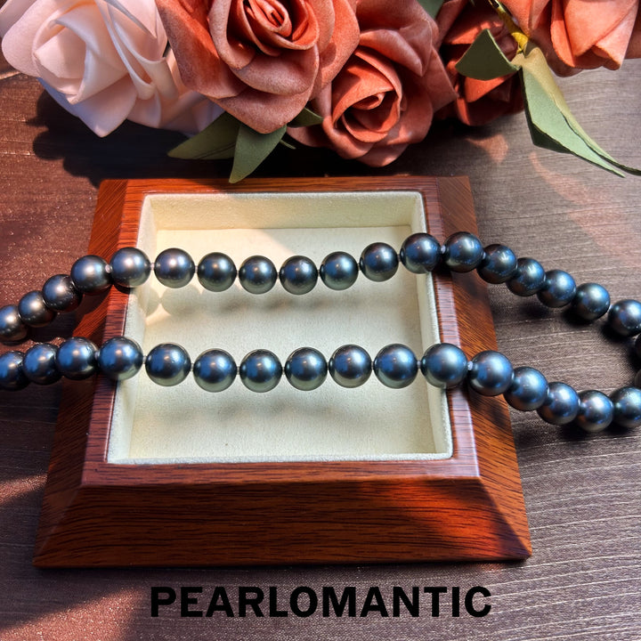 [Fine Jewelry] Tahitian Black Pearl 10-11mm Classic Necklace Piano Black Overtone