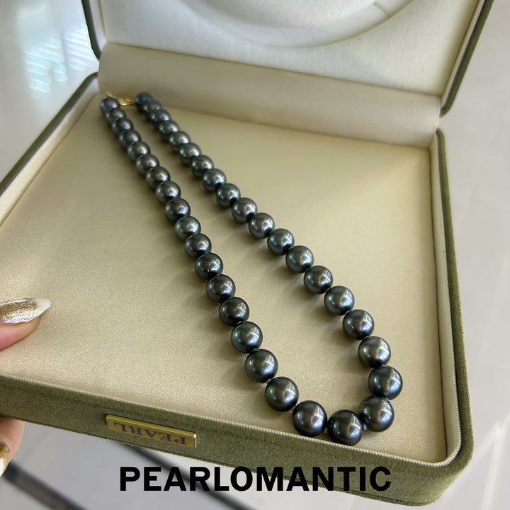 [Fine Jewelry] Tahitian Black Pearl 10-11mm Classic Necklace Piano Black Overtone