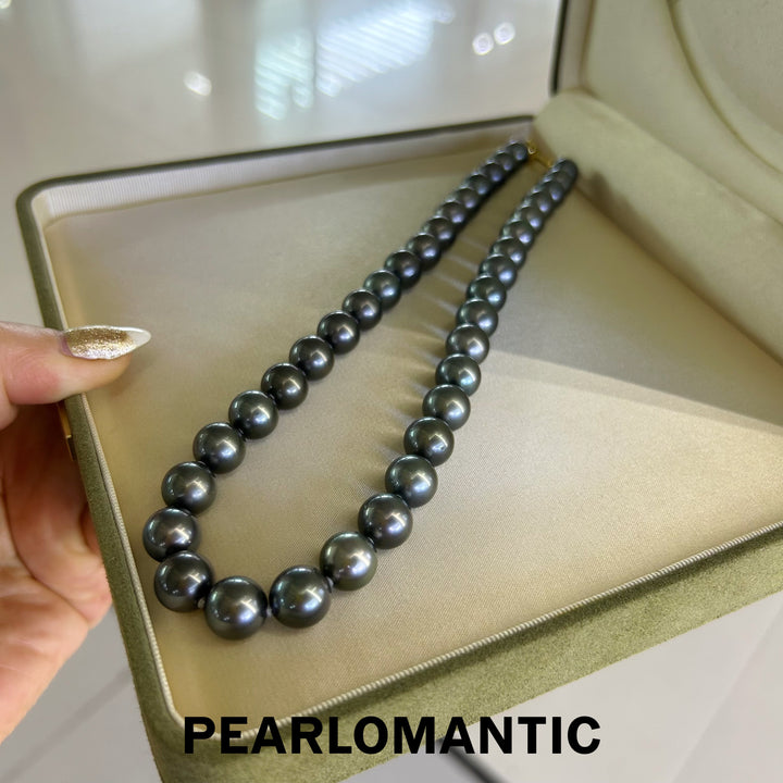 [Fine Jewelry] Tahitian Black Pearl 10-11mm Classic Necklace Piano Black Overtone